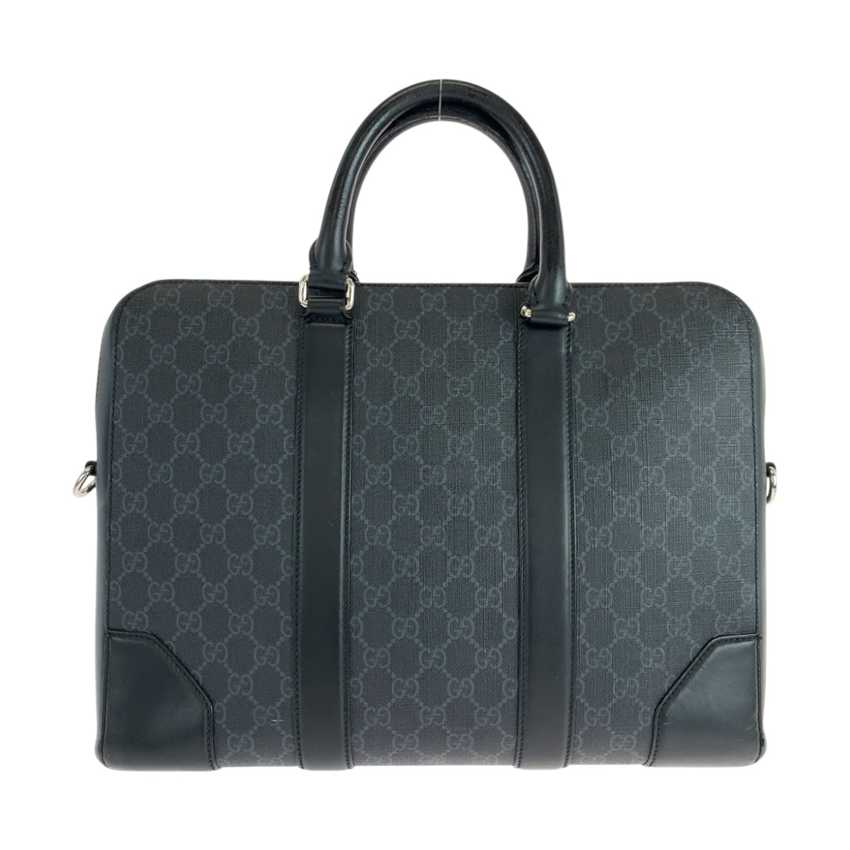 GUCCI Business bag 474135 GG Supreme Canvas Black SilverMetal