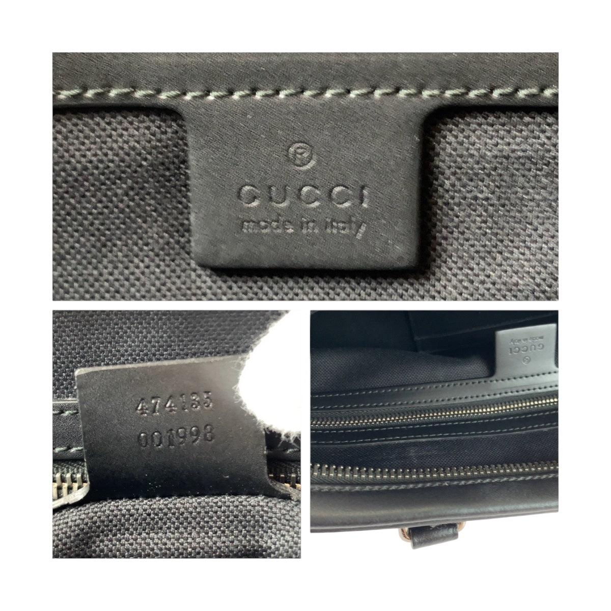 GUCCI Business bag 474135 GG Supreme Canvas Black SilverMetal