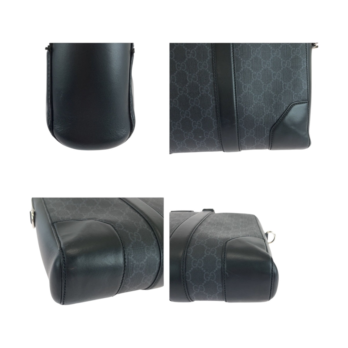 GUCCI Business bag 474135 GG Supreme Canvas Black SilverMetal