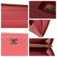 CHANEL Long Wallet Purse Caviar skin Pink Gold Metal Long Wallet Purse Zip Around V Chevron Vstitch COCO Mark Women Used Authentic