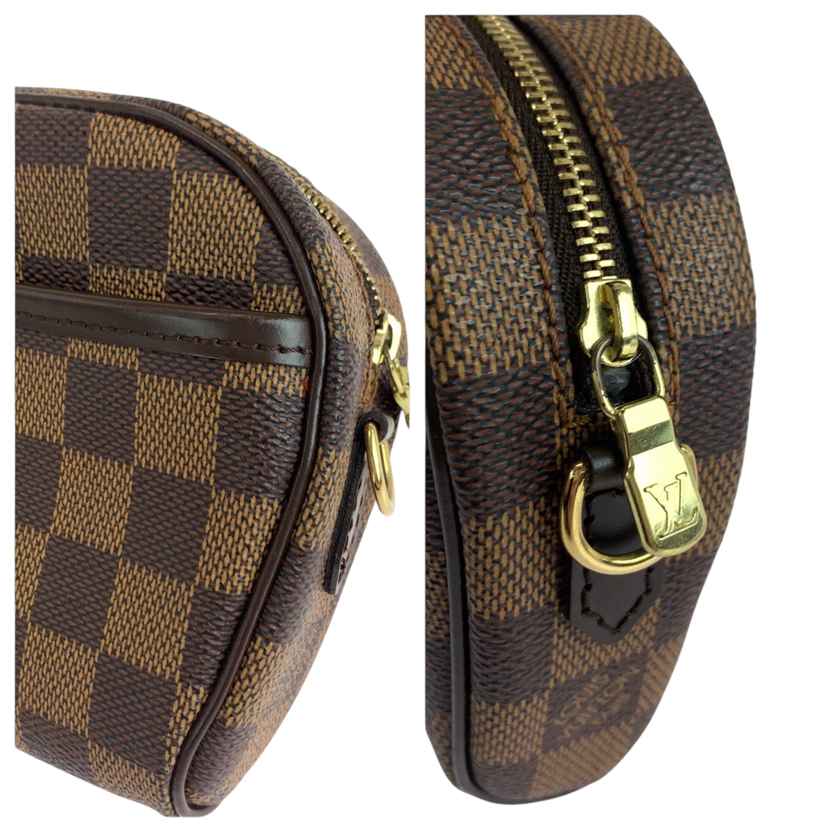 LOUIS VUITTON Waist bag N51296 PVC Brown Gold Metal Waist bag Damier Ebene Pochette Ipanema Women XS Used Authentic