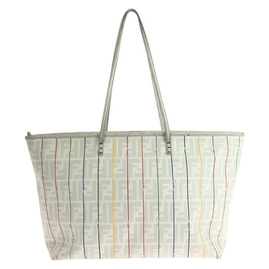 FENDI Tote Bag 88H185 HQP leather White multicolor Tote Bag Shoulder Bag Zucca Women Used Authentic