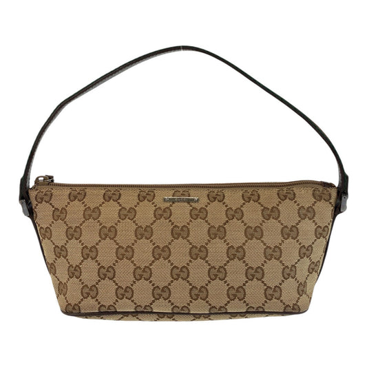 GUCCI Handbag 141809 GG canvas Beige SilverMetal Handbag accessory pouch Sherry line Women Used Authentic