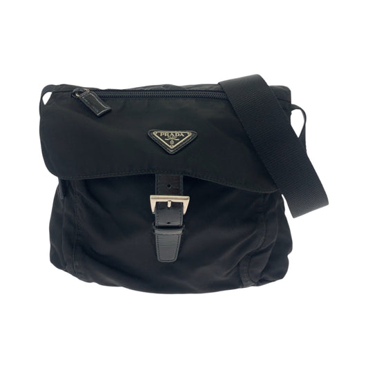 PRADA Shoulder Bag BT8994 Nylon Black SilverMetal Shoulder Bag pochette Test Triangle With logo mens Used Authentic