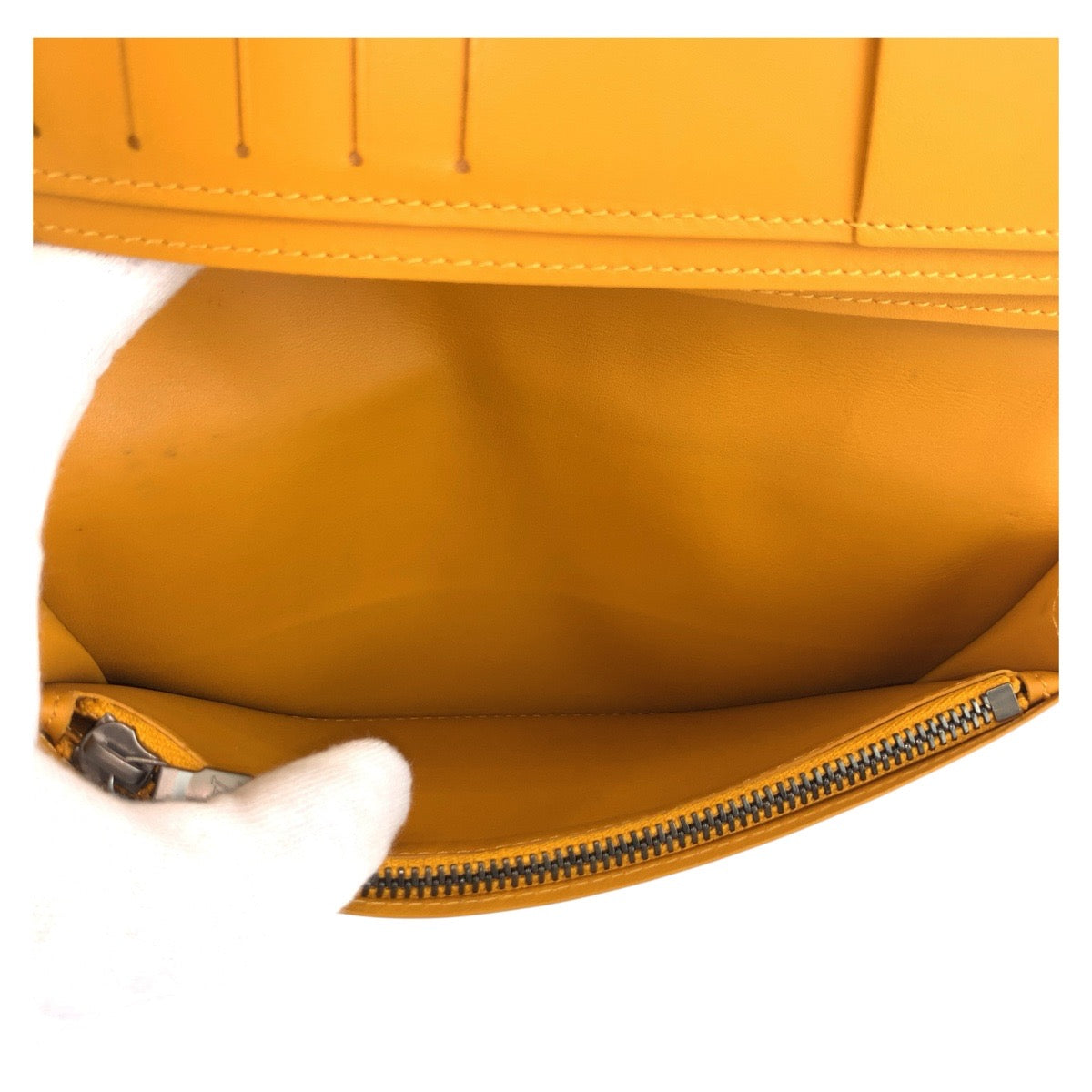 LOUIS VUITTON Long Wallet Purse N63146 leather Solar Yellow SilverMetal Long Wallet Purse Damier Anfini Portefeuille Braza mens Used Authentic