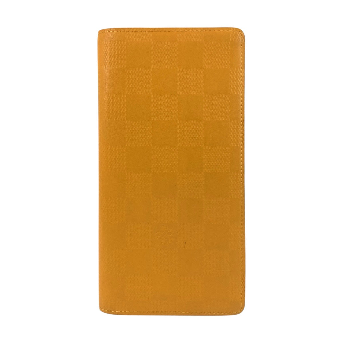 LOUIS VUITTON Long Wallet Purse N63146 leather Solar Yellow SilverMetal Long Wallet Purse Damier Anfini Portefeuille Braza mens Used Authentic