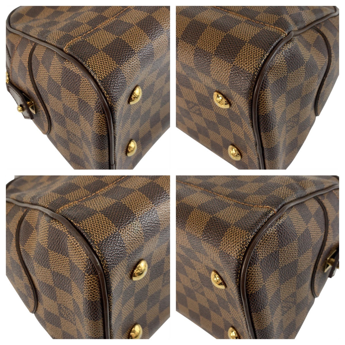 LOUIS VUITTON Handbag N60008 PVC Brown Gold Metal Damier Duomo Women Used Authentic