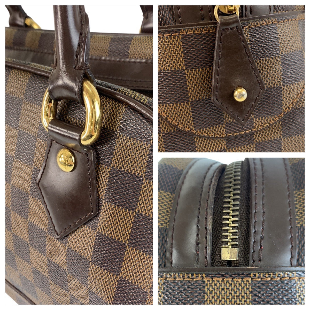 LOUIS VUITTON Handbag N60008 PVC Brown Gold Metal Damier Duomo Women Used Authentic