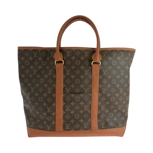LOUIS VUITTON Tote Bag M42420 PVC Brown Gold Metal Tote Bag Shoulder Bag Monogram Sac Weekend GM mens Used Authentic