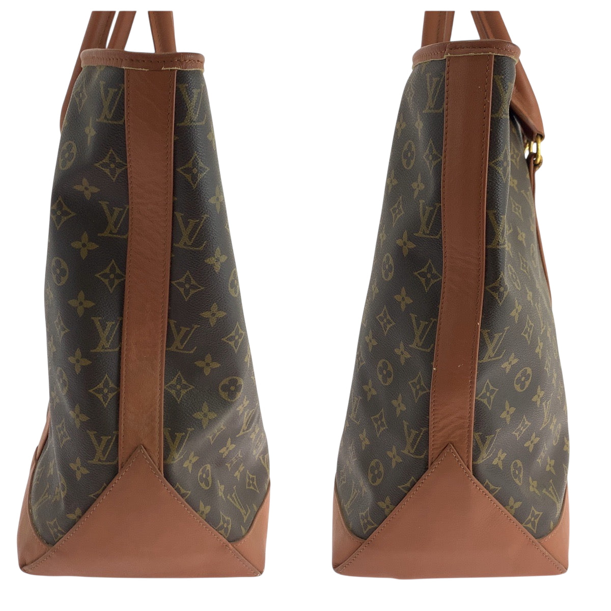 LOUIS VUITTON Tote Bag M42420 PVC Brown Gold Metal Tote Bag Shoulder Bag Monogram Sac Weekend GM mens Used Authentic