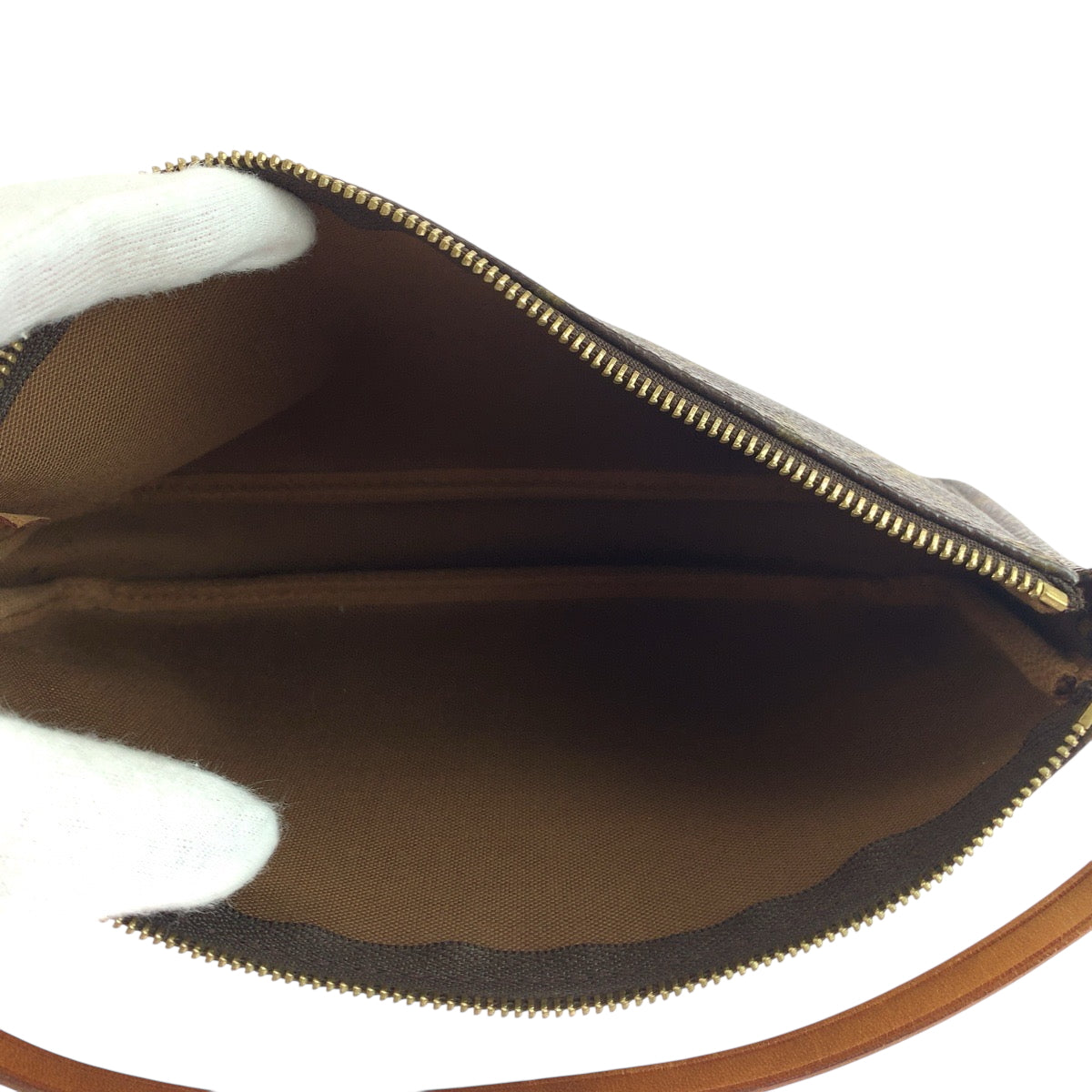 LOUIS VUITTON Handbag M51980 PVC Brown Gold Metal Handbag accessory pouch Monogram Pochette Accessoires Women Used Authentic