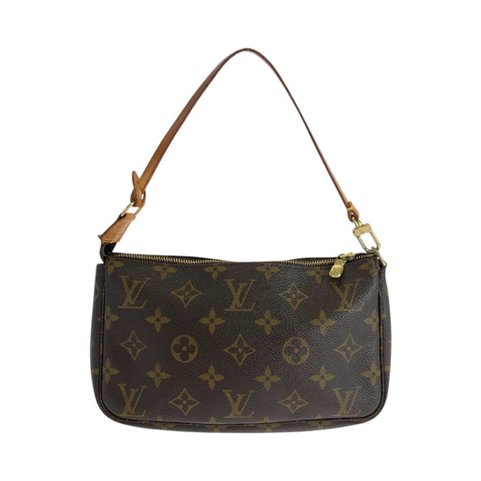 LOUIS VUITTON Handbag M51980 PVC Brown Gold Metal Handbag accessory pouch Monogram Pochette Accessoires Women Used Authentic