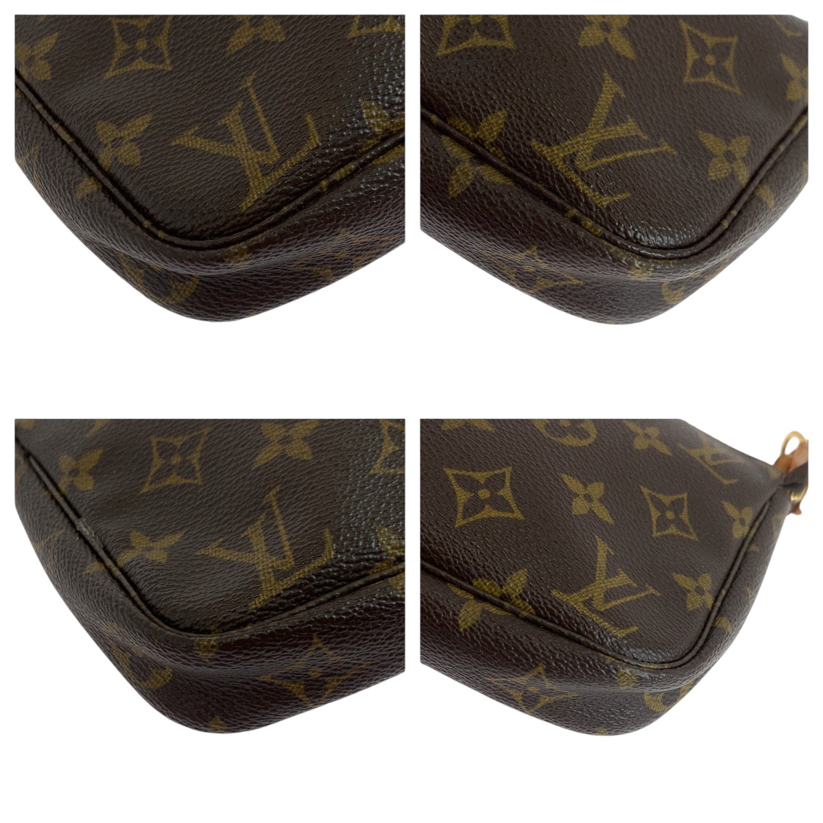 LOUIS VUITTON Handbag M51980 PVC Brown Gold Metal Handbag accessory pouch Monogram Pochette Accessoires Women Used Authentic