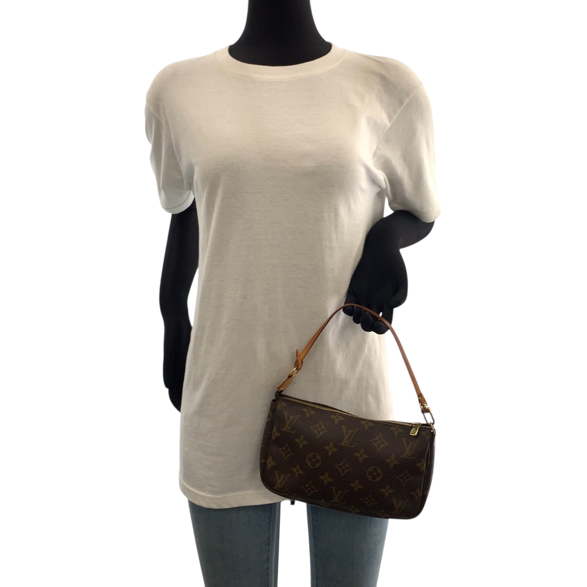 LOUIS VUITTON Handbag M51980 PVC Brown Gold Metal Handbag accessory pouch Monogram Pochette Accessoires Women Used Authentic
