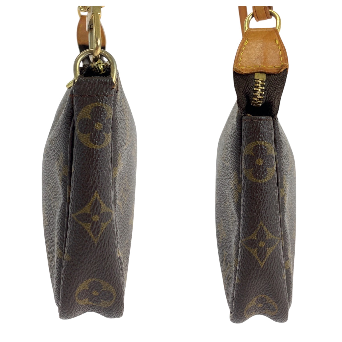 LOUIS VUITTON Handbag M51980 PVC Brown Gold Metal Handbag accessory pouch Monogram Pochette Accessoires Women Used Authentic