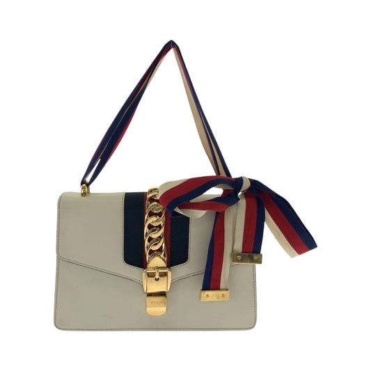 GUCCI Shoulder Bag 421882 Calfskin Ivory Gold Metal Shoulder Bag handbag sherry line sylvie Women Used Authentic