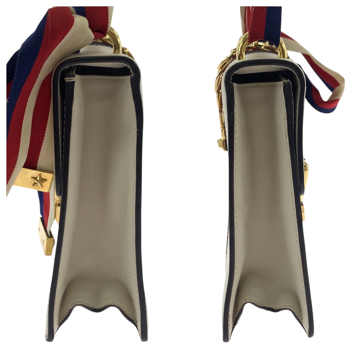 GUCCI Shoulder Bag 421882 Calfskin Ivory Gold Metal Shoulder Bag handbag sherry line sylvie Women Used Authentic