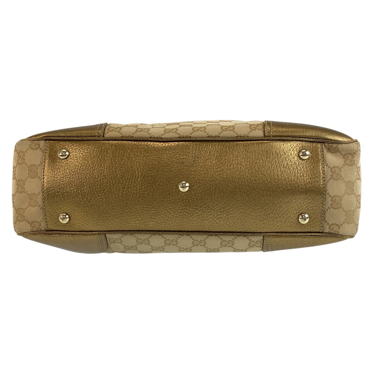 GUCCI Tote Bag 163805 GG canvas, leather Beige gold Tote Bag Shoulder Bag Pretty Women Used Authentic