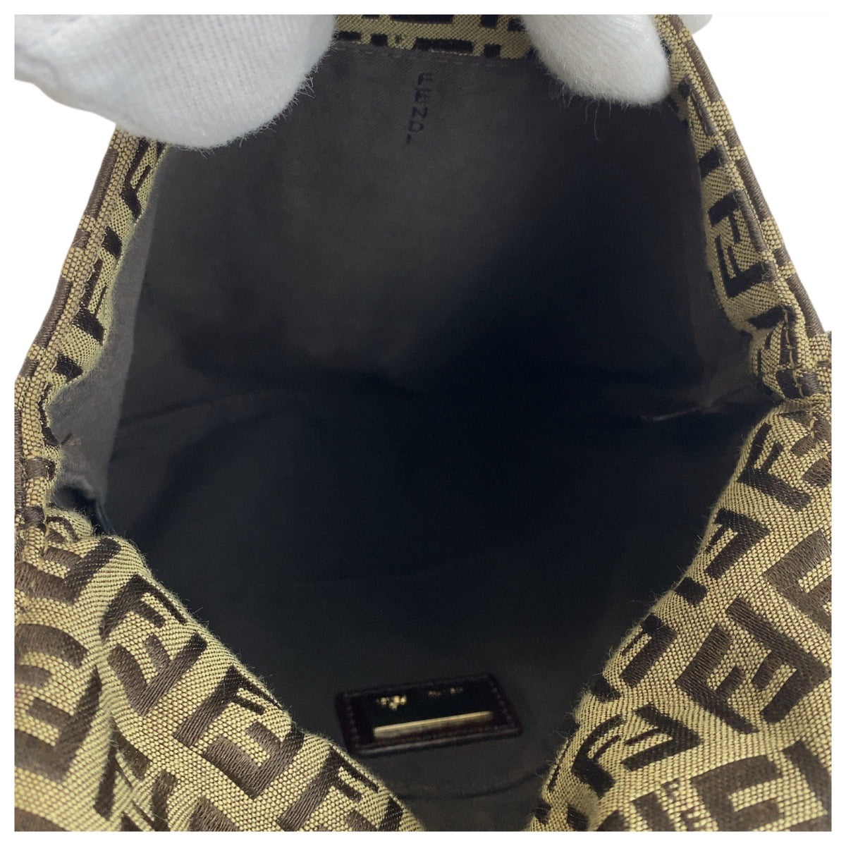 FENDI Shoulder Bag 8BT075 Canvas, Leather Beige Brown Gold Metal Shoulder Bag pochette Zucchino Women Used Authentic