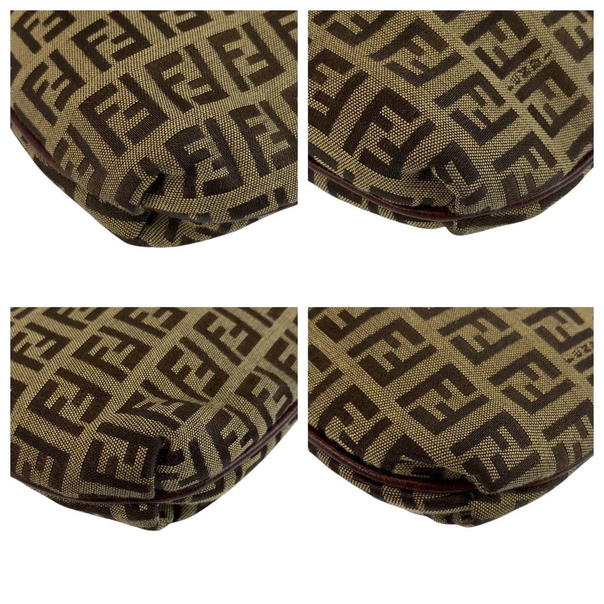 FENDI Shoulder Bag 8BT075 Canvas, Leather Beige Brown Gold Metal Shoulder Bag pochette Zucchino Women Used Authentic