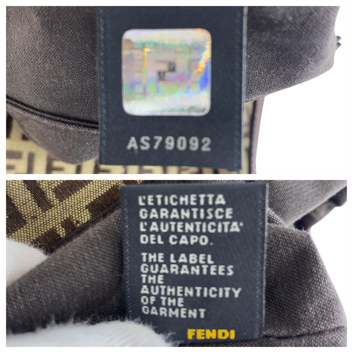FENDI Shoulder Bag 8BT075 Canvas, Leather Beige Brown Gold Metal Shoulder Bag pochette Zucchino Women Used Authentic