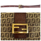 FENDI Shoulder Bag 8BT075 Canvas, Leather Beige Brown Gold Metal Shoulder Bag pochette Zucchino Women Used Authentic