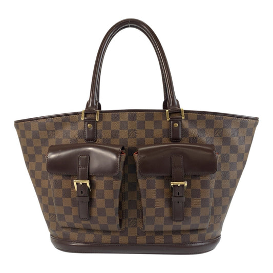 LOUIS VUITTON Tote Bag N51120 PVC, Leather Brown Gold Metal Tote Bag handbag Damier Manosque GM Women Used Authentic