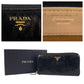 PRADA Long Wallet Purse leather Black Gold Metal logo