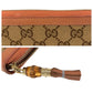 GUCCI Long Wallet Purse 224253 GG canvas Beige Pink Gold Metal Bamboo