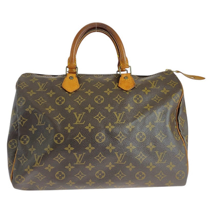 LOUIS VUITTON Handbag M41524 PVC Brown Gold Metal Handbag Boston Duffel bag Monogram Speedy 35 Women Used Authentic