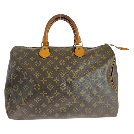 LOUIS VUITTON Handbag M41524 PVC Brown Gold Metal Handbag Boston Duffel bag Monogram Speedy 35 Women Used Authentic
