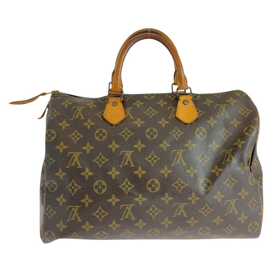 LOUIS VUITTON Handbag M41524 PVC Brown Gold Metal Handbag Boston Duffel bag Monogram Speedy 35 Women Used Authentic