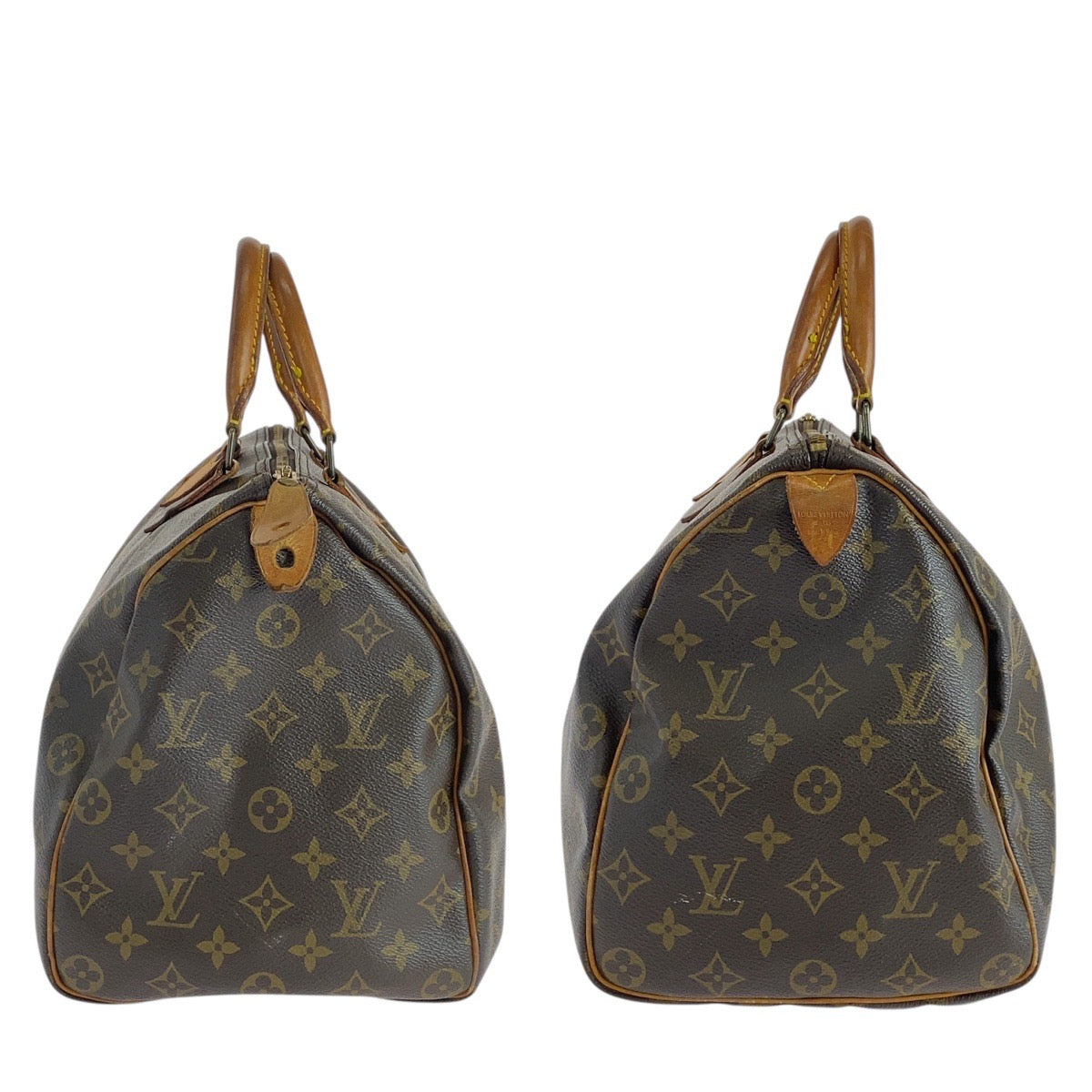 LOUIS VUITTON Handbag M41524 PVC Brown Gold Metal Handbag Boston Duffel bag Monogram Speedy 35 Women Used Authentic
