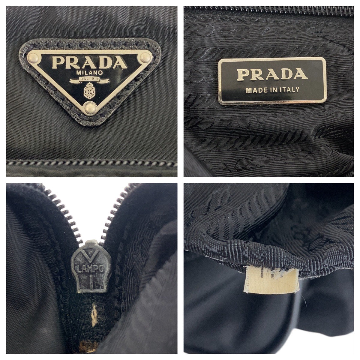 PRADA Shoulder Bag Nylon Black SilverMetal Test Triangle With logo