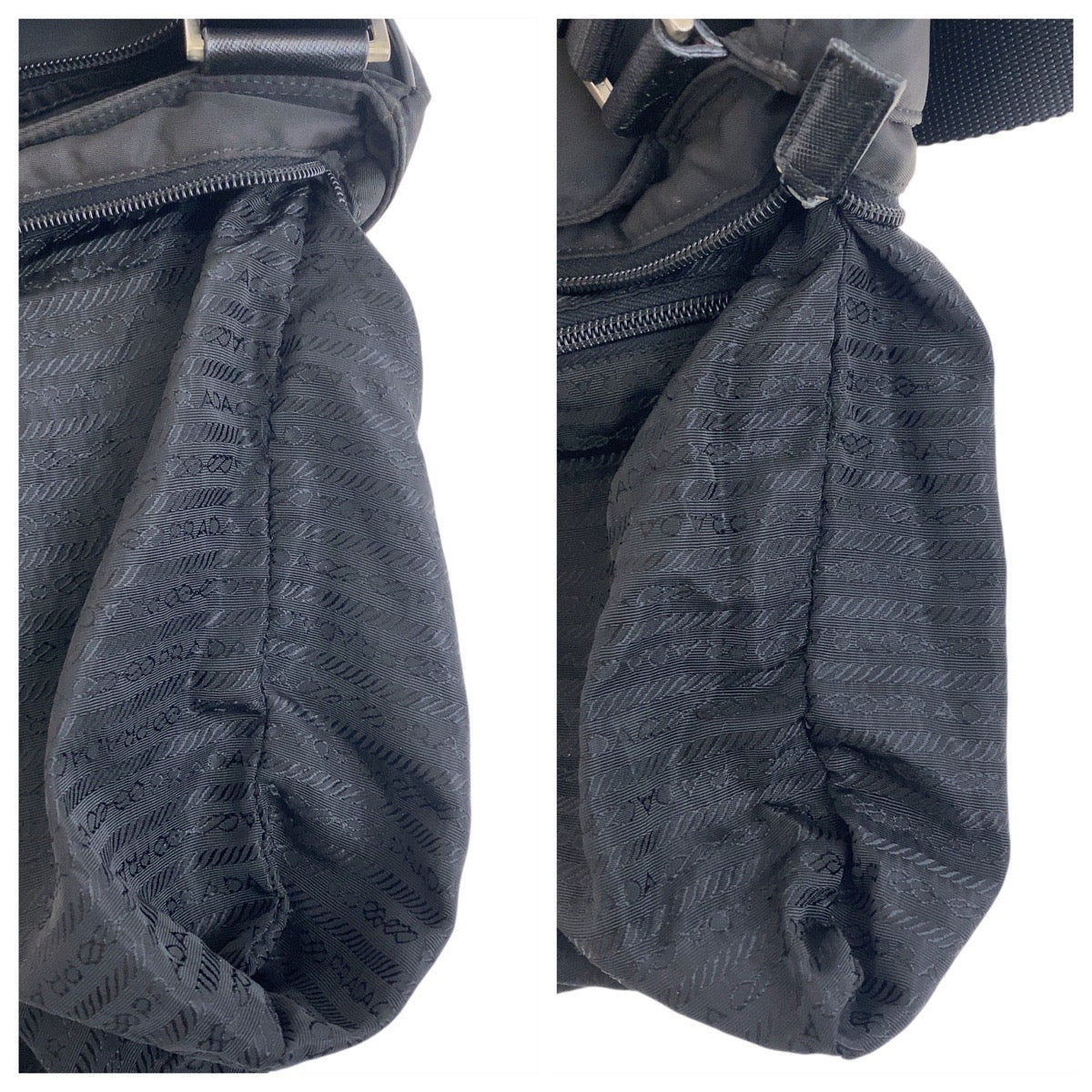 PRADA Shoulder Bag Nylon Black SilverMetal Test Triangle With logo