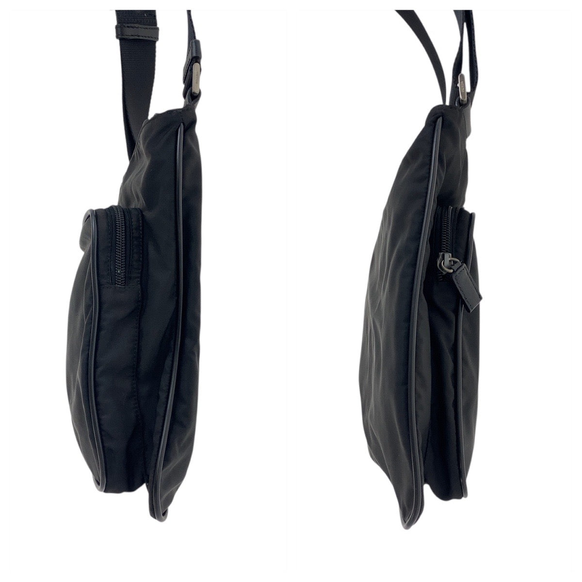 PRADA Shoulder Bag Nylon Black SilverMetal Test Triangle With logo