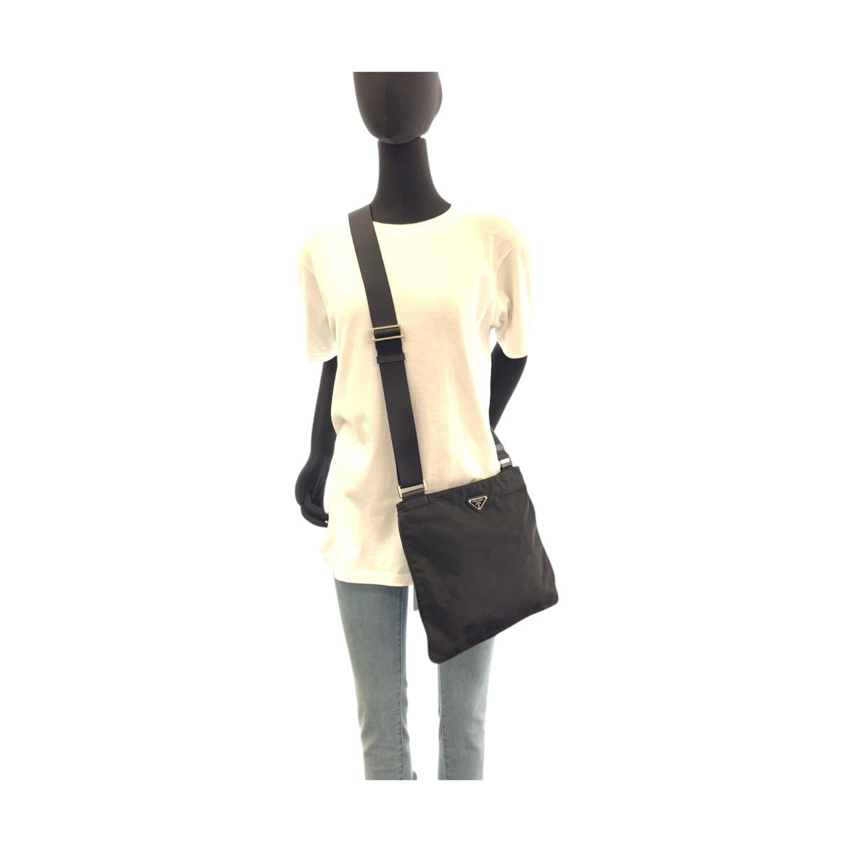 PRADA Shoulder Bag Nylon black Test Triangle With logo