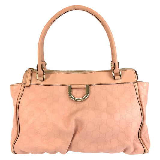 GUCCI Tote Bag 189831 leather Pink Gold Metal Tote Bag Shoulder Bag Abby Guccissima Women Used Authentic
