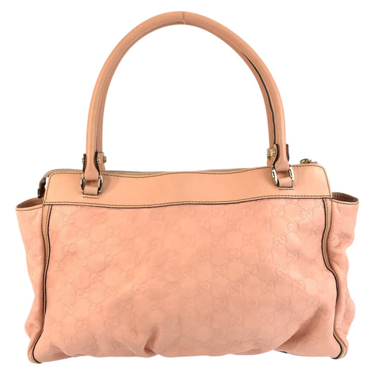GUCCI Tote Bag 189831 leather Pink Gold Metal Tote Bag Shoulder Bag Abby Guccissima Women Used Authentic