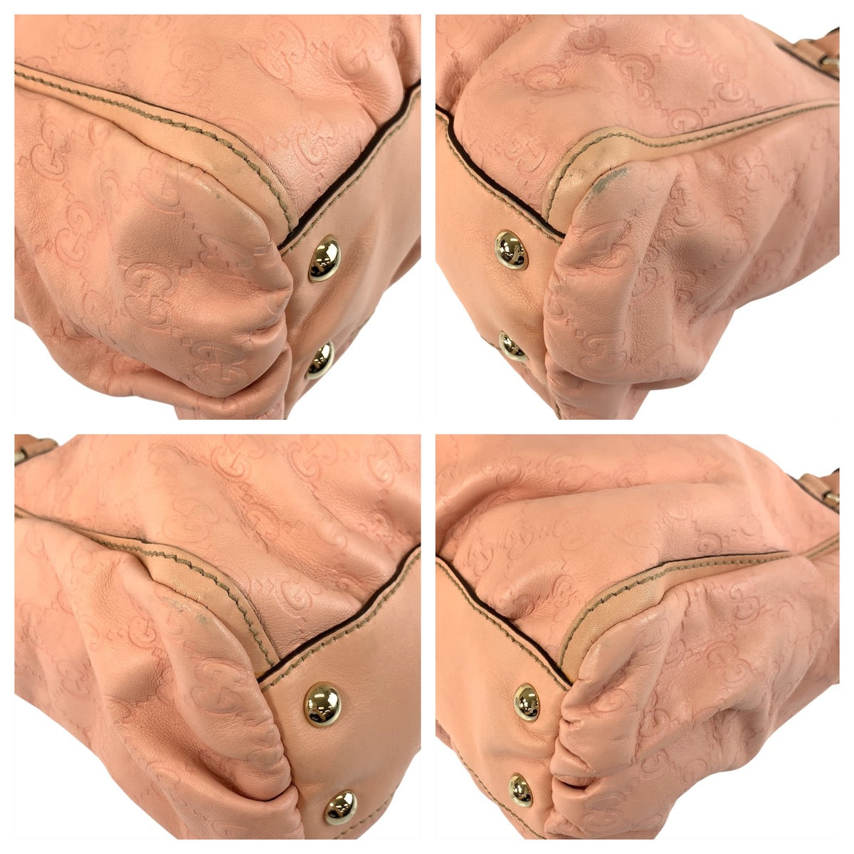 GUCCI Tote Bag 189831 leather Pink Gold Metal Tote Bag Shoulder Bag Abby Guccissima Women Used Authentic