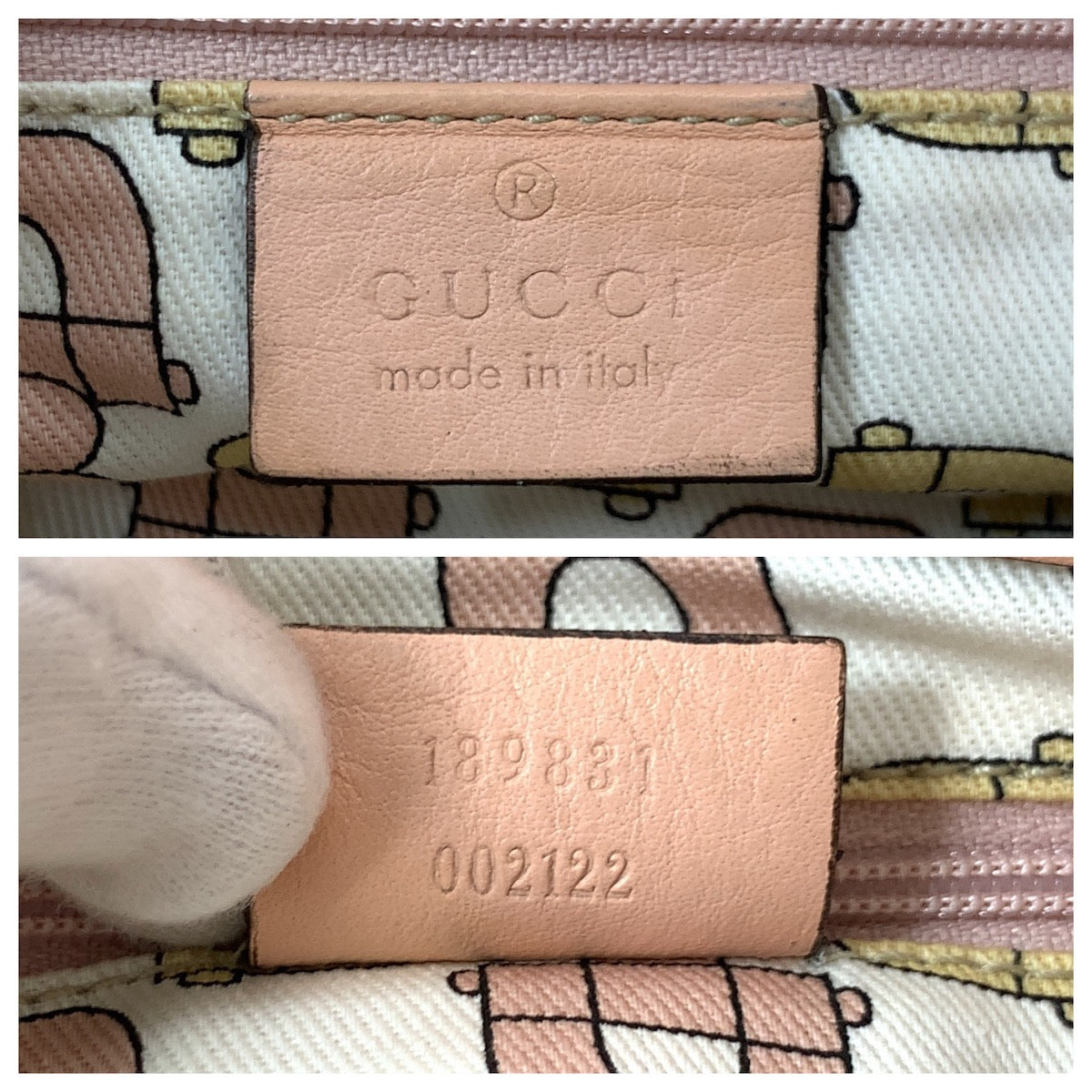 GUCCI Tote Bag 189831 leather Pink Gold Metal Tote Bag Shoulder Bag Abby Guccissima Women Used Authentic