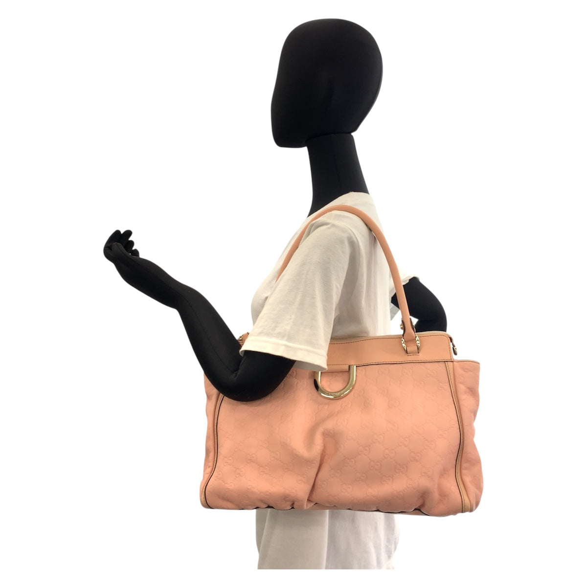 GUCCI Tote Bag 189831 leather Pink Gold Metal Tote Bag Shoulder Bag Abby Guccissima Women Used Authentic