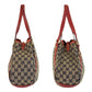 GUCCI Tote Bag 130736 GG canvas Gray Red Gold Metal Abbey