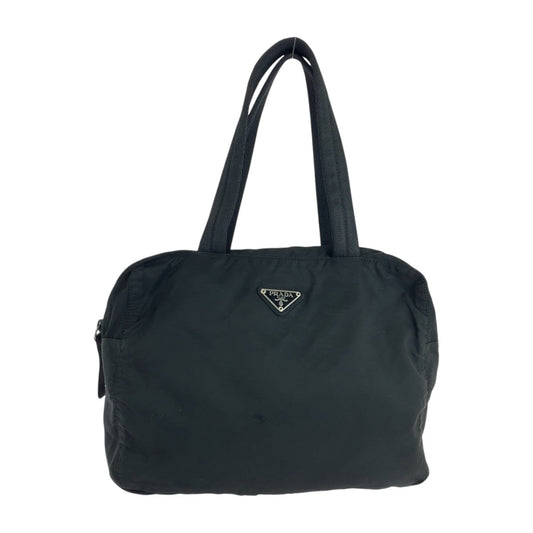 PRADA Handbag Nylon Black SilverMetal Test Triangle With logo