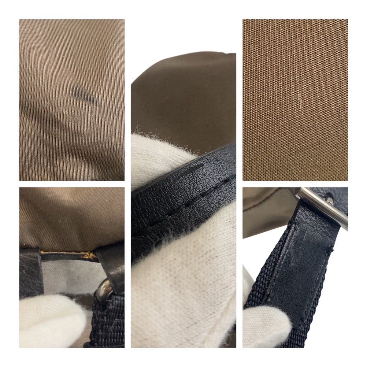 PRADA Backpack BZ0001 Nylon Khaki Gray Black Silver Metal Test Triangle With logo