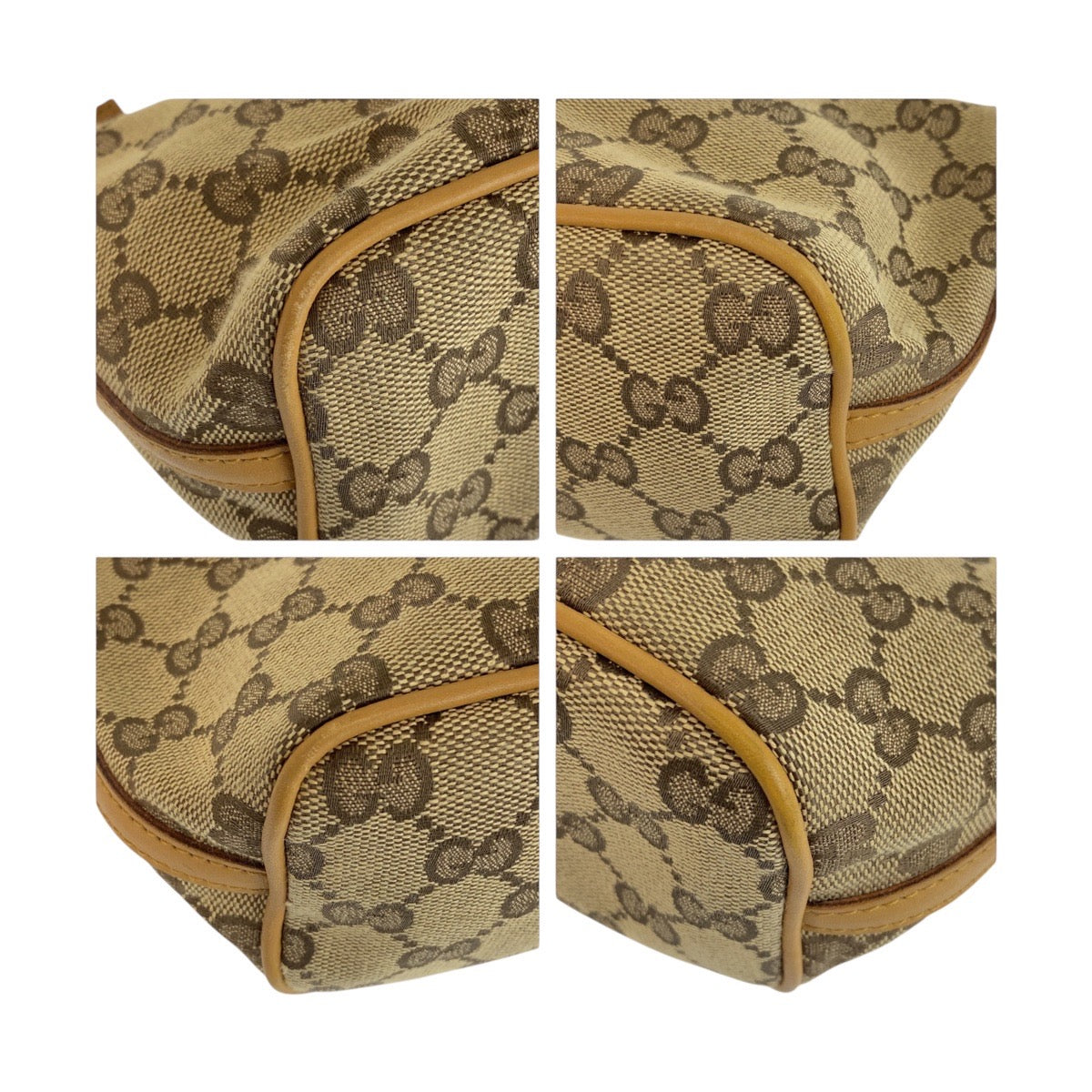 GUCCI Handbag 039 1103 GG canvas Beige Brown Gold Metal