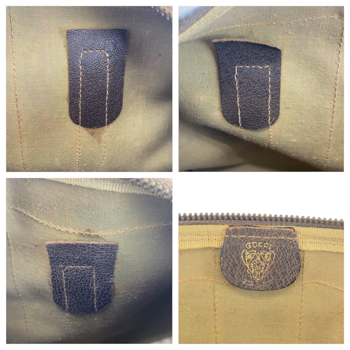 GUCCI Handbag GG Supreme canvas, leather Beige Brown Gold Metal Old Gucci Shelly Line Women Used Authentic