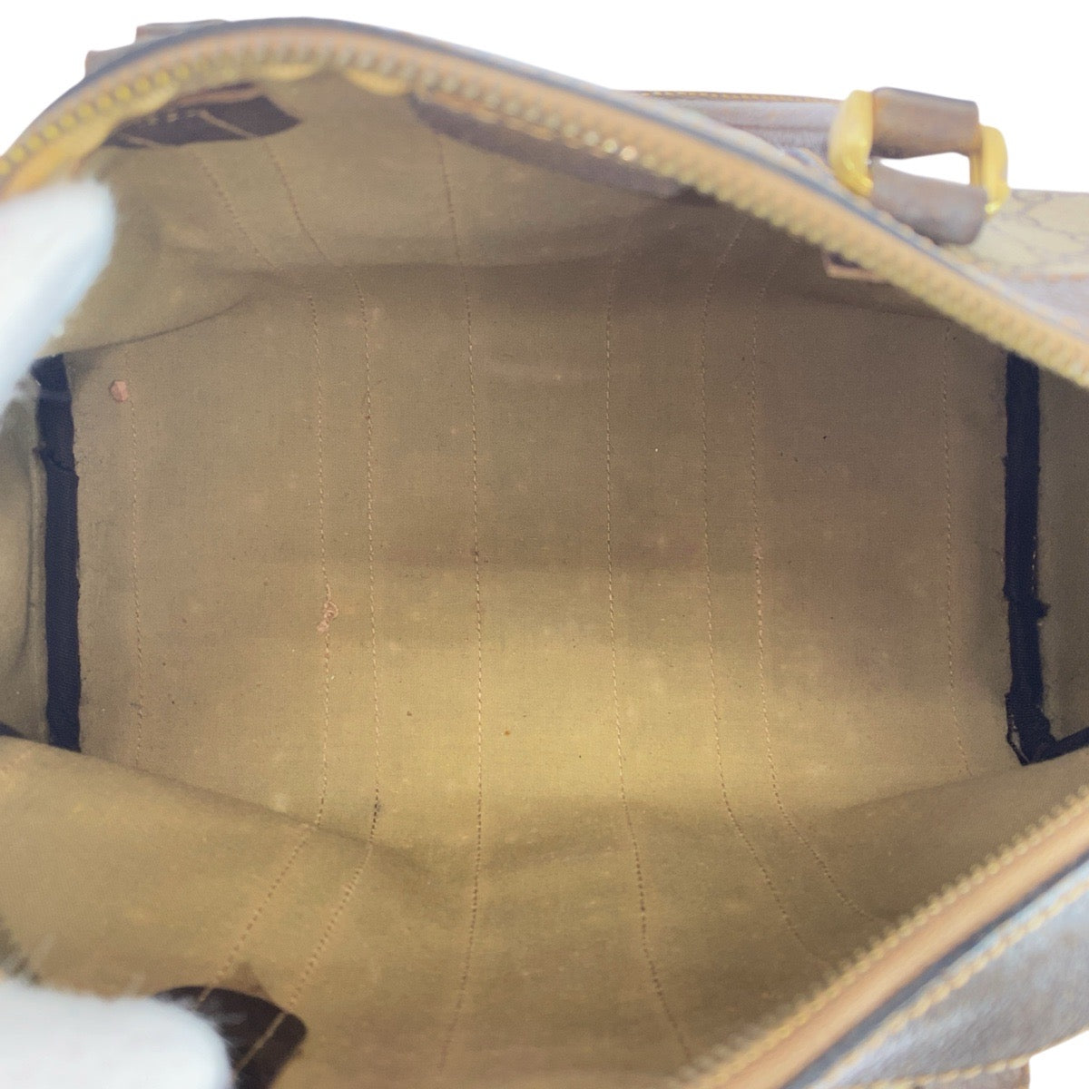 GUCCI Handbag GG Supreme canvas, leather Beige Brown Gold Metal Old Gucci Shelly Line Women Used Authentic