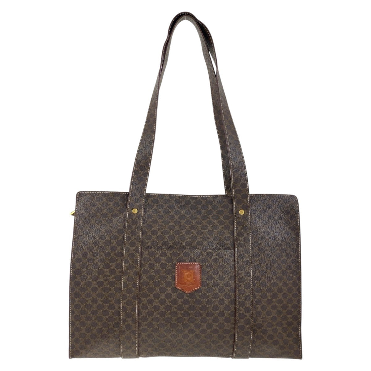 CELINE Tote Bag MC98/2 PVC Brown Gold Metal Tote Bag Shoulder Bag Macadam Women Used Authentic