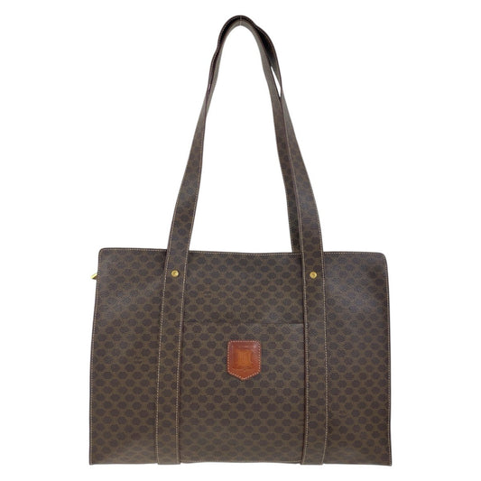 CELINE Tote Bag MC98/2 PVC Brown Gold Metal Tote Bag Shoulder Bag Macadam Women Used Authentic